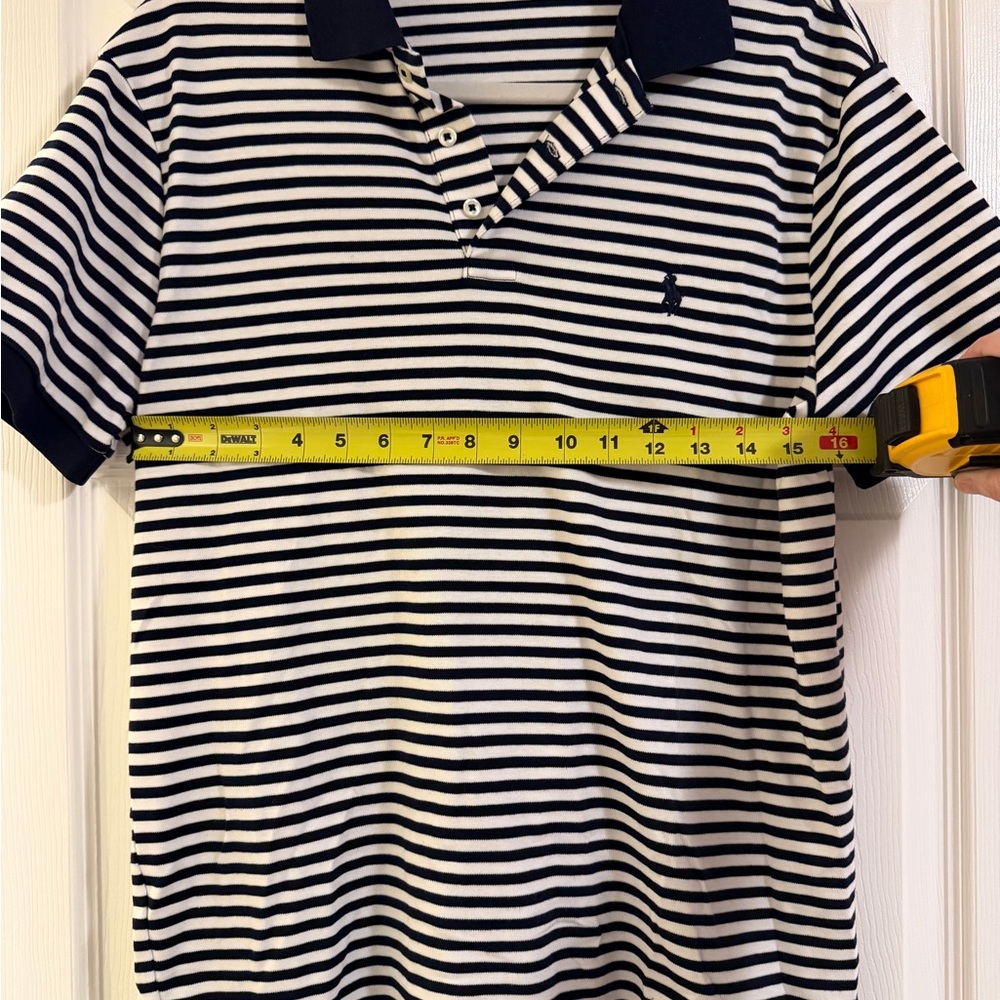 Men’s Polo by Ralph Lauren Navy and White Striped Polo Shirt - Picture 5 of 5